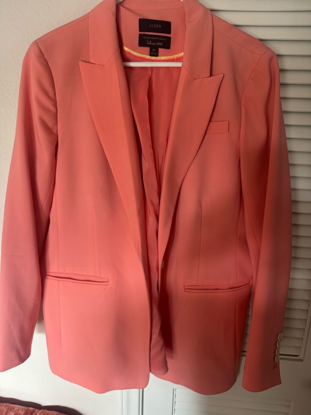 J. Crew Coral-Orange Tailored Wool Blazer